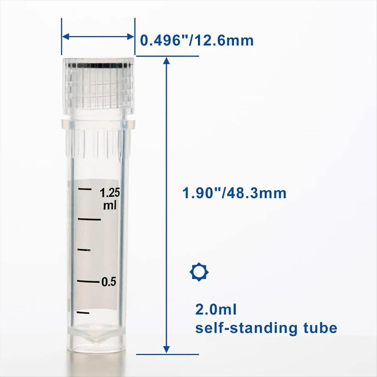 A56K Cryovials Sterile Tubes 2ml Lab Vials with Caps Cryovial for Low Temperature Storage, Case of 100
