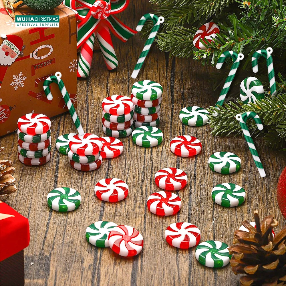 24PCS Christmas Candy Canes Red and Green Crutch Xmas Tree Hanging Ornaments Gifts for Holiday Party New Year Home Decor Navidad