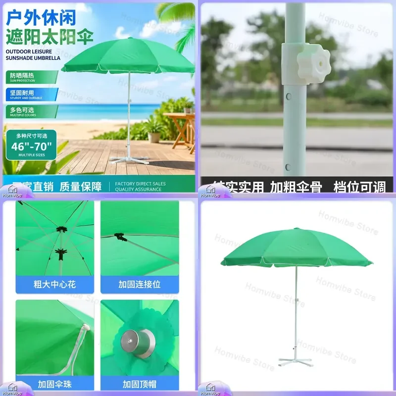 Large Outdoor Patio Umbrella Sun Shade Parasol for Garden Beach Market Stall Heavy Duty Windproof UV Protection Canopy with