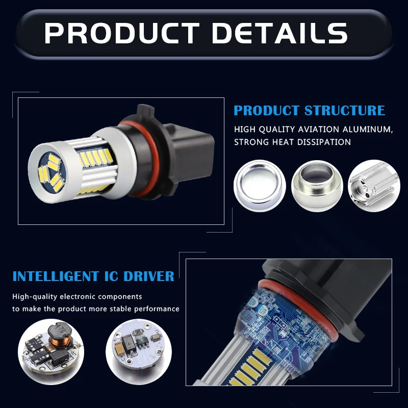 2-Pack LED Bulb P13W 12277 SH23W PSX26W 12278 for Car Fog Lamps Driving Daytime Running Light DRL White 12V 400LM Plug and Play