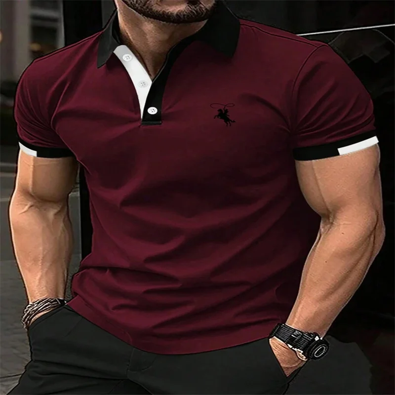 Manfinity Mode Men's Horse Print Clothing Puzzle Polo Shirt Manfinity Dauomo Men's Polo Shirt Ribbed, Casual Simple F - Image 4