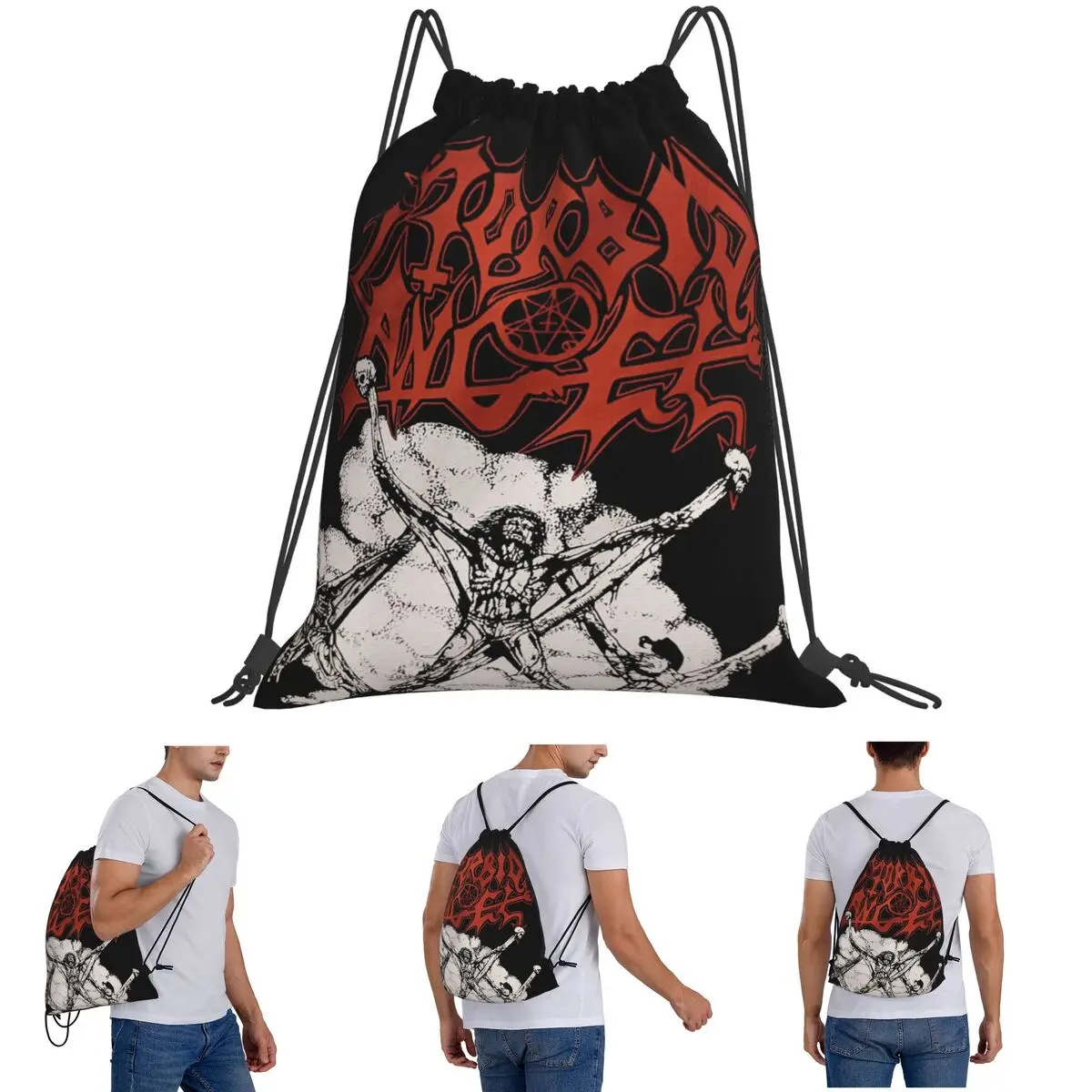 Morbid Angel Thy Kingdom Come Backpacks Fashion Drawstring Bags Storage Bag Book Bags for Travel School