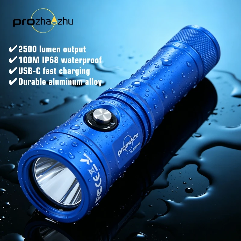 lampe-de-plongee-prozhaozhu-dl-b50-plus-bleue-usb-c-2500-lumens-ip68-resistante-a-l'eau-100-m-de-profondeur-lampe-de-plongee-sous-marine