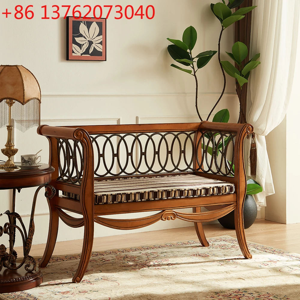 

American solid wood double chair retro furniture living room sofa chair
