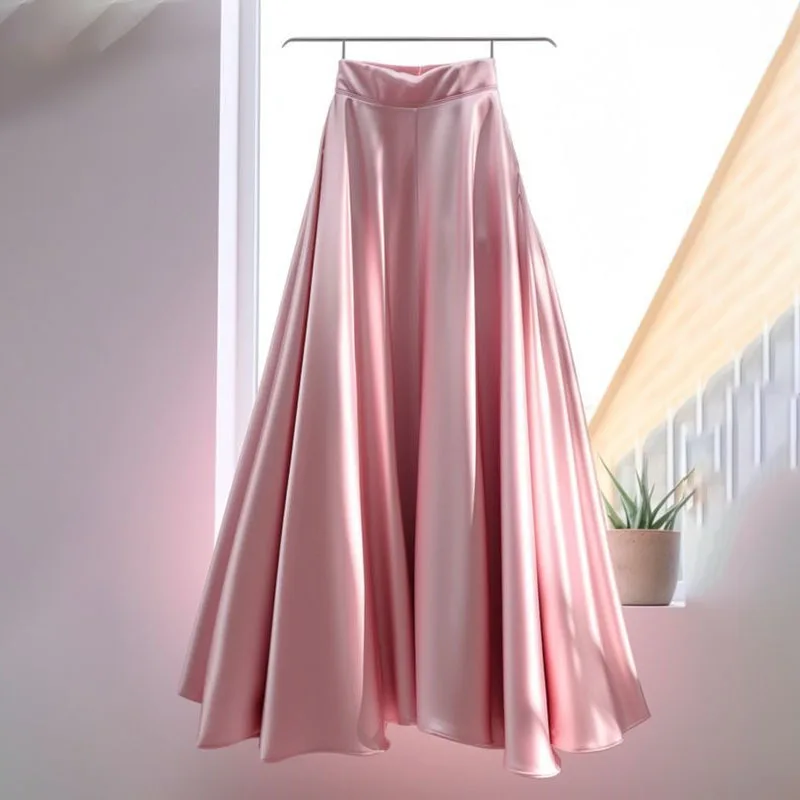 

Простота офисных женщин, летняя женская однотонная плиссированная модная элегантная универсальная юбка трапециевидной формы средней длины с высокой талией