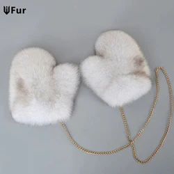 Hot Sale Winter Women Natural Real Fox Fur Gloves Warm 100% Genuine Fox Fur Mittens Girl Fashion Luxury Real Fox Fur Glove