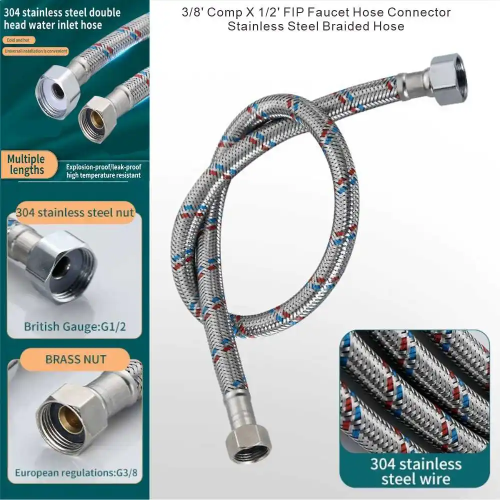 New 1Pcs 8/16/24/30/40/59/78 Inch Stainless Steel Flexible Shower Hose Anti Scald Shower Pipe Bathroom Toilet Accessories