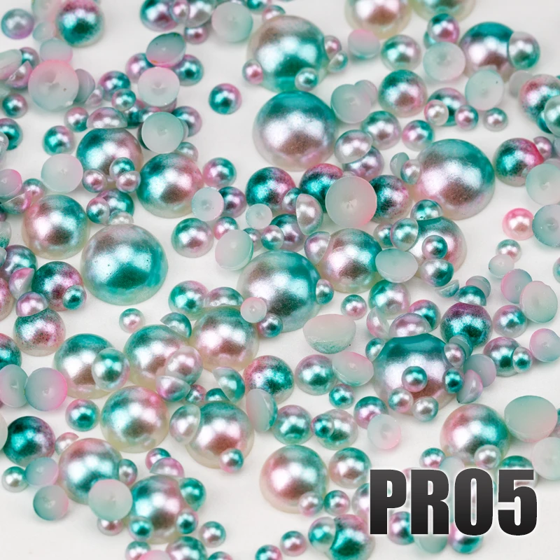 VDD 200g Großhandel, gemischte Größen 3-10mm, Meerjungfrauenfarbe, ABS-Imitationsperlen, halbrunde Flachrückseite, Perlen für Bastelarbeiten, DIY, Nagelkunst-Zubehör – Detail 7