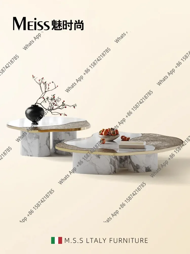 X25 High-end Light Luxury Marble Coffee Table, Natural Luxury Stone, Luxury House Large Flat Italian Style Living Room