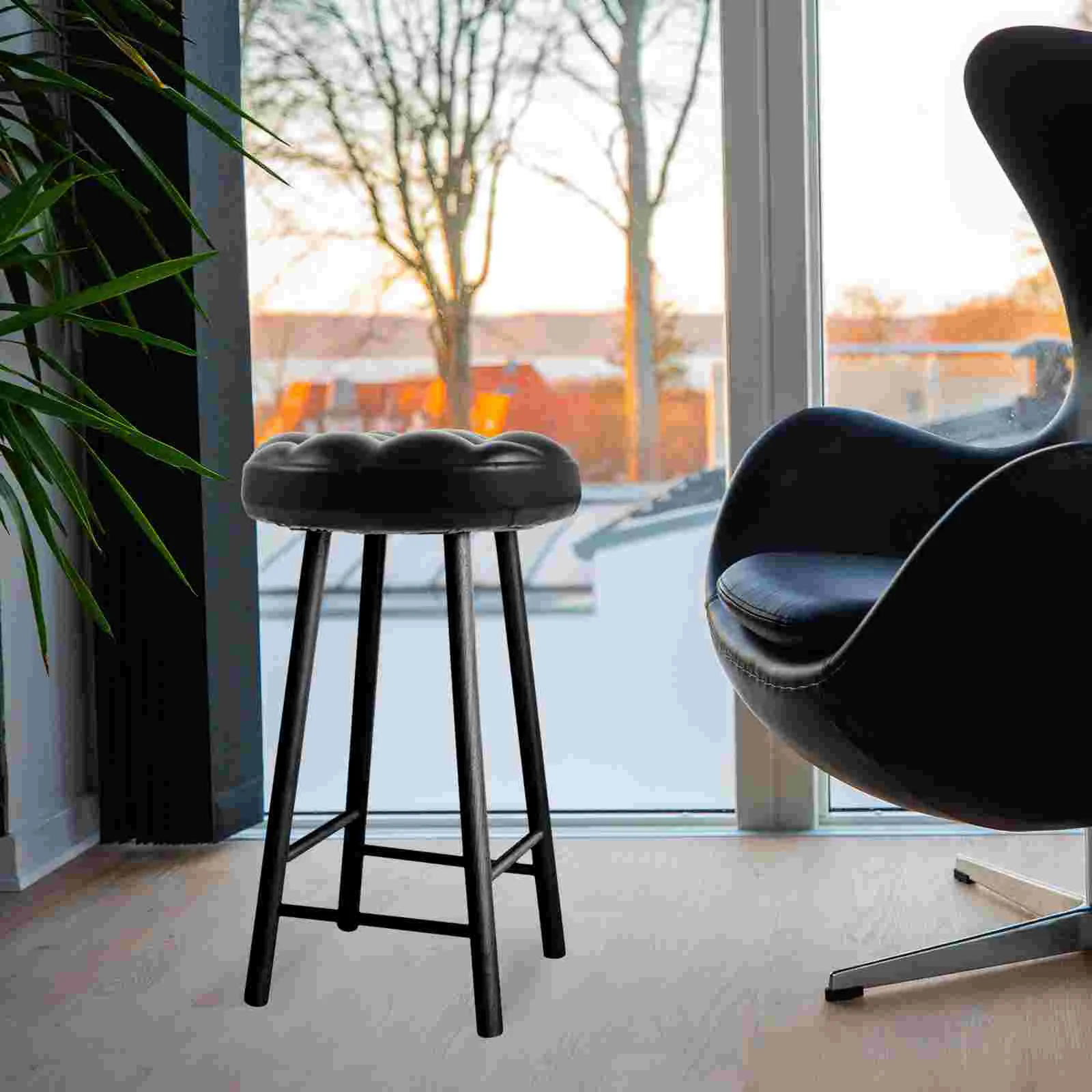 Chair Panel Round Stool Pu Seat Replacement Counter Stools Cushion Padded Bar Rotating Surface Chairs Seats