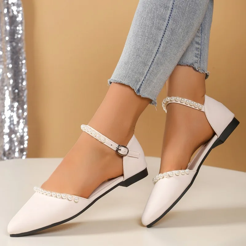 

Новинка 2025 года, повседневные и удобные сандалии из натуральной кожи на низком каблуке с открытым носком, женская летняя обувь с острым носком