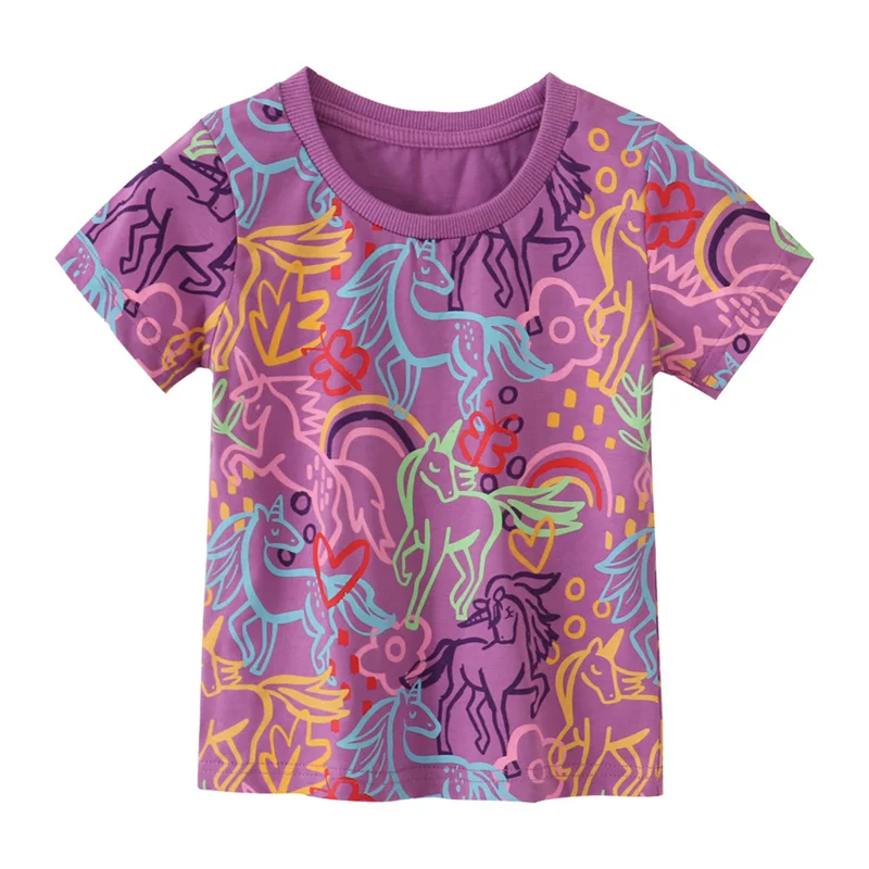 2-7T Animals Print Unicorn Girls Tees New Arrival Baby Cotton Summer Toddler Clothes Kids Tops All Printed Children's Tshirts