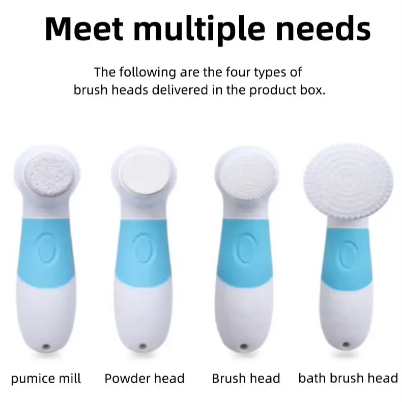 4 in 1 Electric Cleansing Brush Multifunctional Deep Clean Face Remove Blackheads Dead Skin Makeup Residues Body Scrub Tool