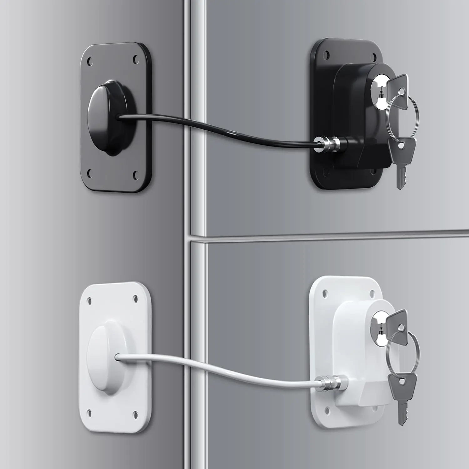 Serrure de porte à câble noire avec clé – Barre de sécurité robuste pour portes de maison, de bureau