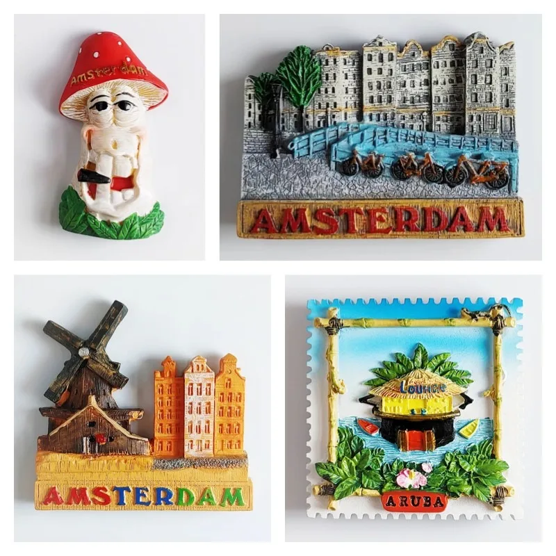 

Netherlands Travelling Souvenirs Aruba Fridge Magnets Tulip Windmill Holland Amsterdam Fridge Stickers Home Deor Wedding Gifts