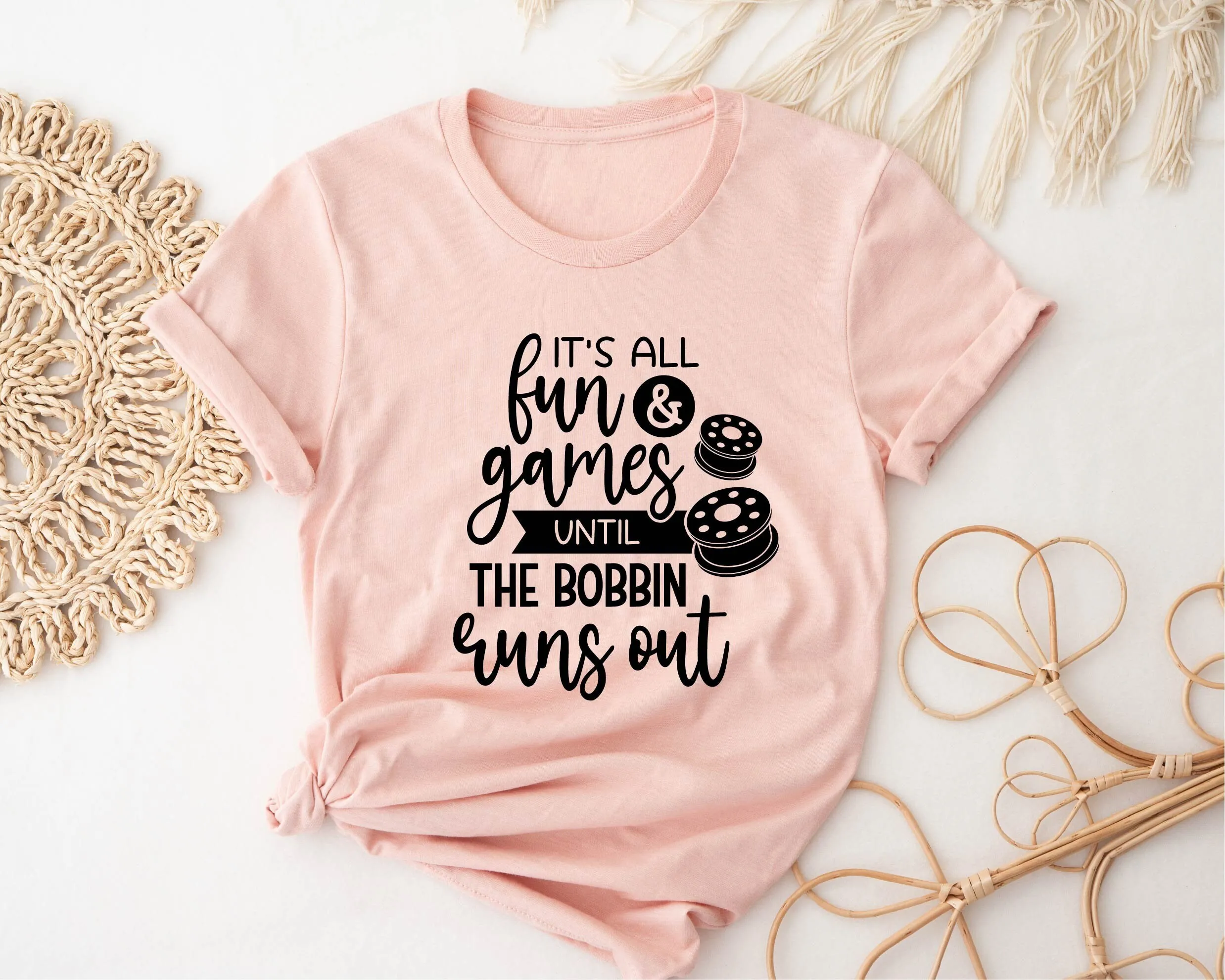 Sewing T Shirt It'S All Fun Games Until The Bobbin Runs Out Funny Sew Quote Lover Quilter For Women