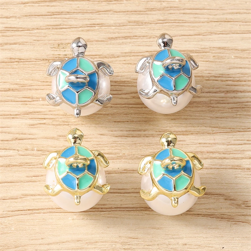 5 Stück 11 x 14 mm Cartoon-Metall-Tier-Schildkröten-Anhänger für die Schmuckherstellung, Ohrringe, Halsketten, Armbänder, DIY-Bastelbedarf – Detail 2