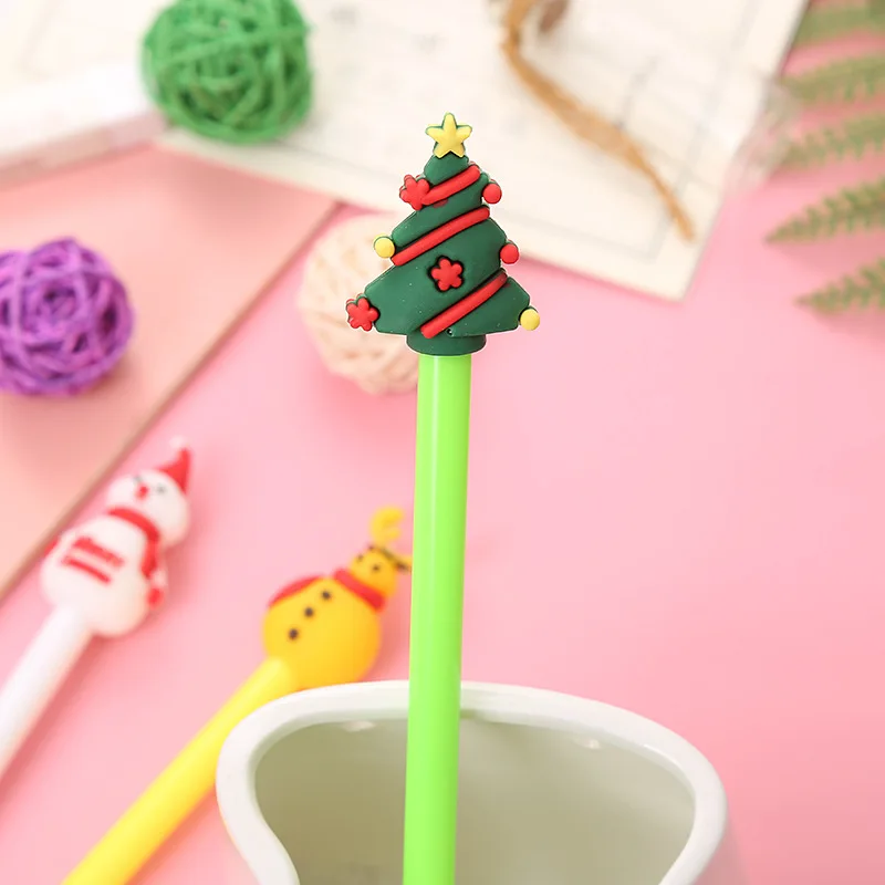 1 Pcs Cartoon Christmas Gel Pens Creative Learning Stationery Student Water-based Pen Cute Christmas Prize Gift Wholesale