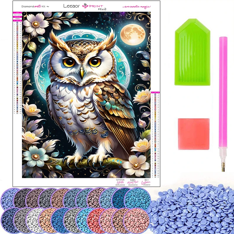 Owl Under The Moon Diamond Painting Full Rhinestone Mosaic Embroidery Cross Stitch Kit Cartoon Cute Handmade Home Decor Gifts