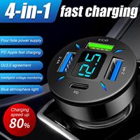 PD Quick Car Charger QC3.0 2.4A 4 Ports USB Fast Charging Car Adapter Cigarette Lighter Socket Splitter For iPhone I9L4