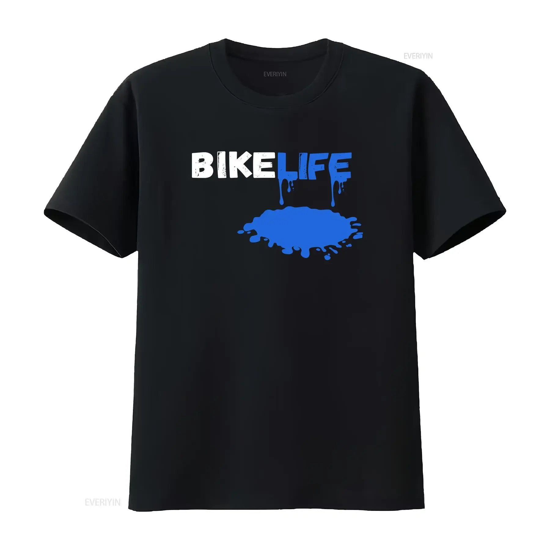 BikeLife Drip Blue Paint Overspray Cyclist T Shirt Motorcycle Bmx Cycling Dirtbike Riders vintage Washed designer clothes