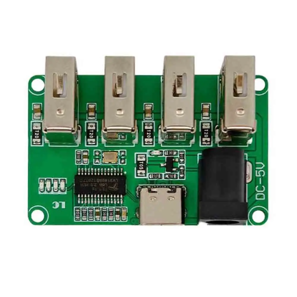 DC5V 1 to 4 Port Type-C Interface Version Splitter One to Four USB2.0 Hub Module No Drive USB Splitter with Indicator Light