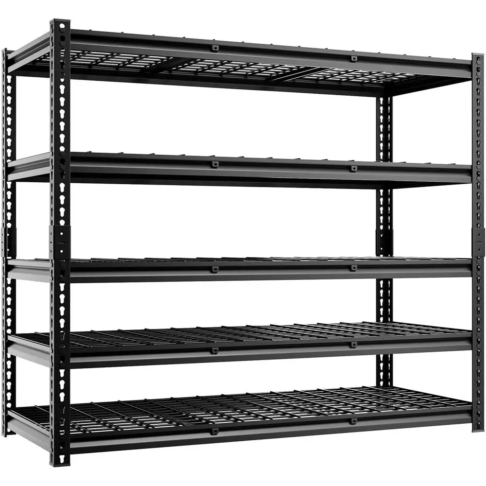 

60 Wide 5-Tier Metal Storage Rack, 24 Deep, 72 High, 3000 lbs Capacity, Adjustable Heavy-Duty Shelves for Garage or Basement (Bl