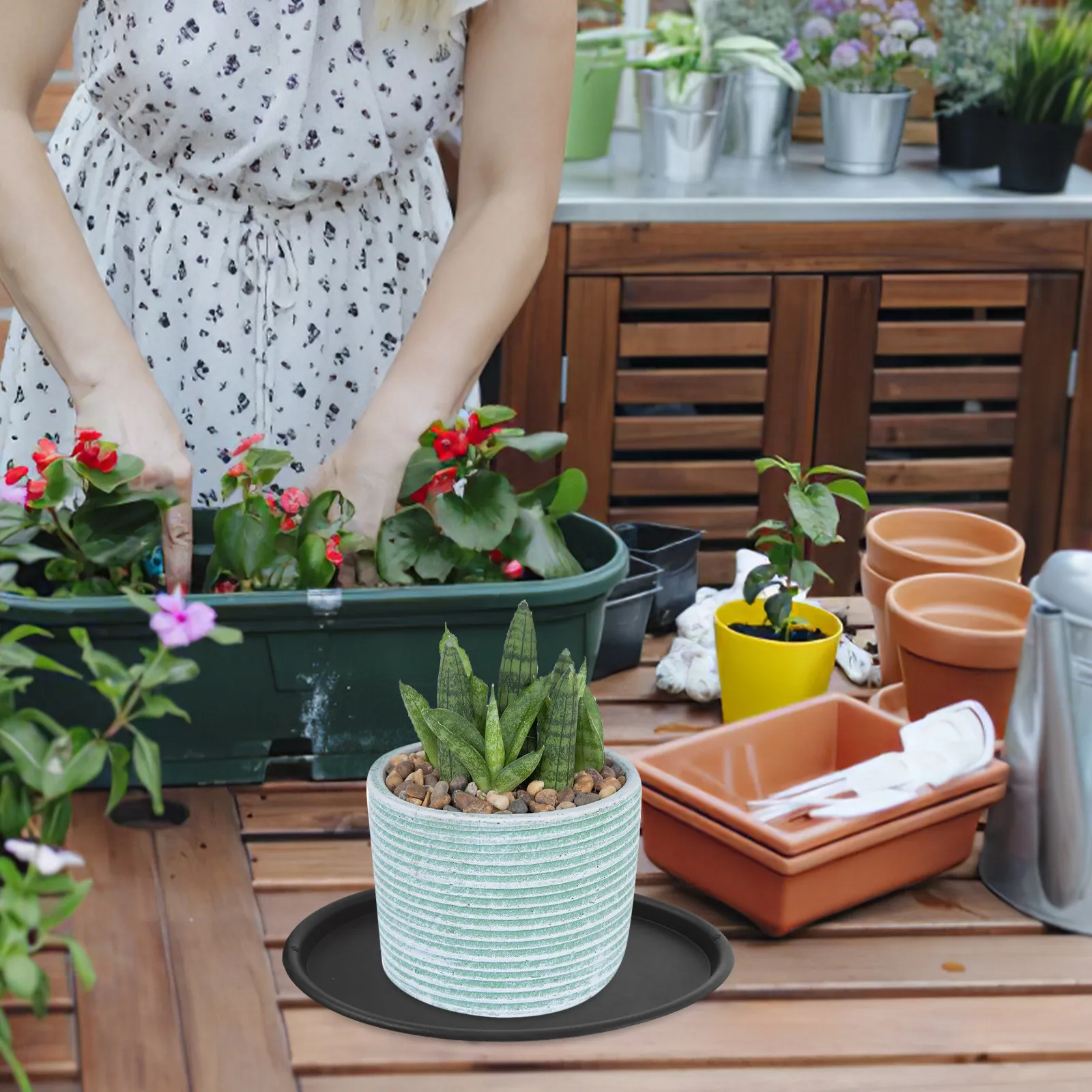 10Pcs Heavy Duty Plastic Plant Saucer Oval Waterproof Drip Tray for Indoor Garden Flower Pots Decorative Saucer