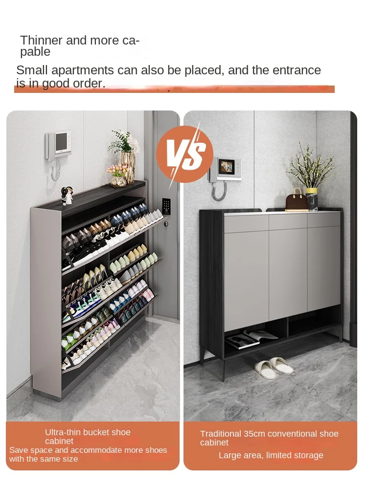 a5 Ultra-Thin Shoe Cabinet Door Household Large Capacity Entry Door Tilting Entrance Cabinet 17cm