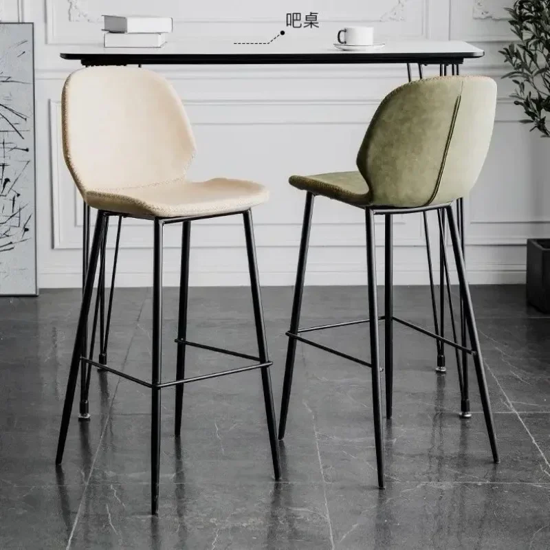 Nordic Iron Home Island Table Back Dining Chairs Bar Light Luxury Comfortable High Bar Chair Creative Designer Leisure Chairs