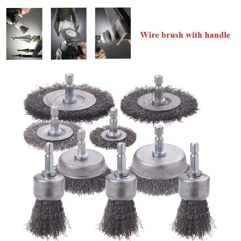

6.35mm Wire Brush Wheel Cup Brush Set Wire Metal for Drill Hex Shank Coarse Carbon Steel Crimped Wheel 전동드릴 청소솔 Brass Round