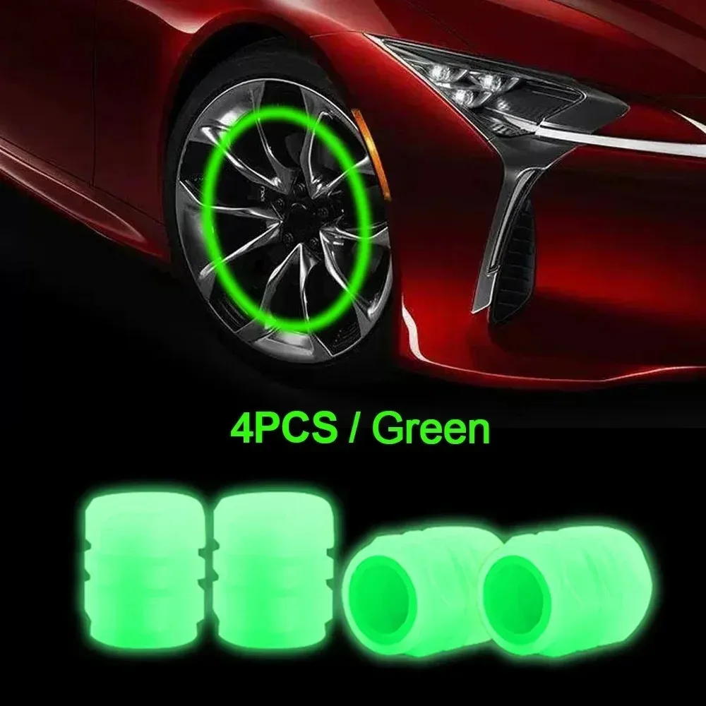 4 Stück Leuchtende Ventilkappen für Auto, Motorrad und Fahrrad - Fluoreszierende Nacht-Leuchtende Ventilschaftkappen zur Dekoration – Detail 8