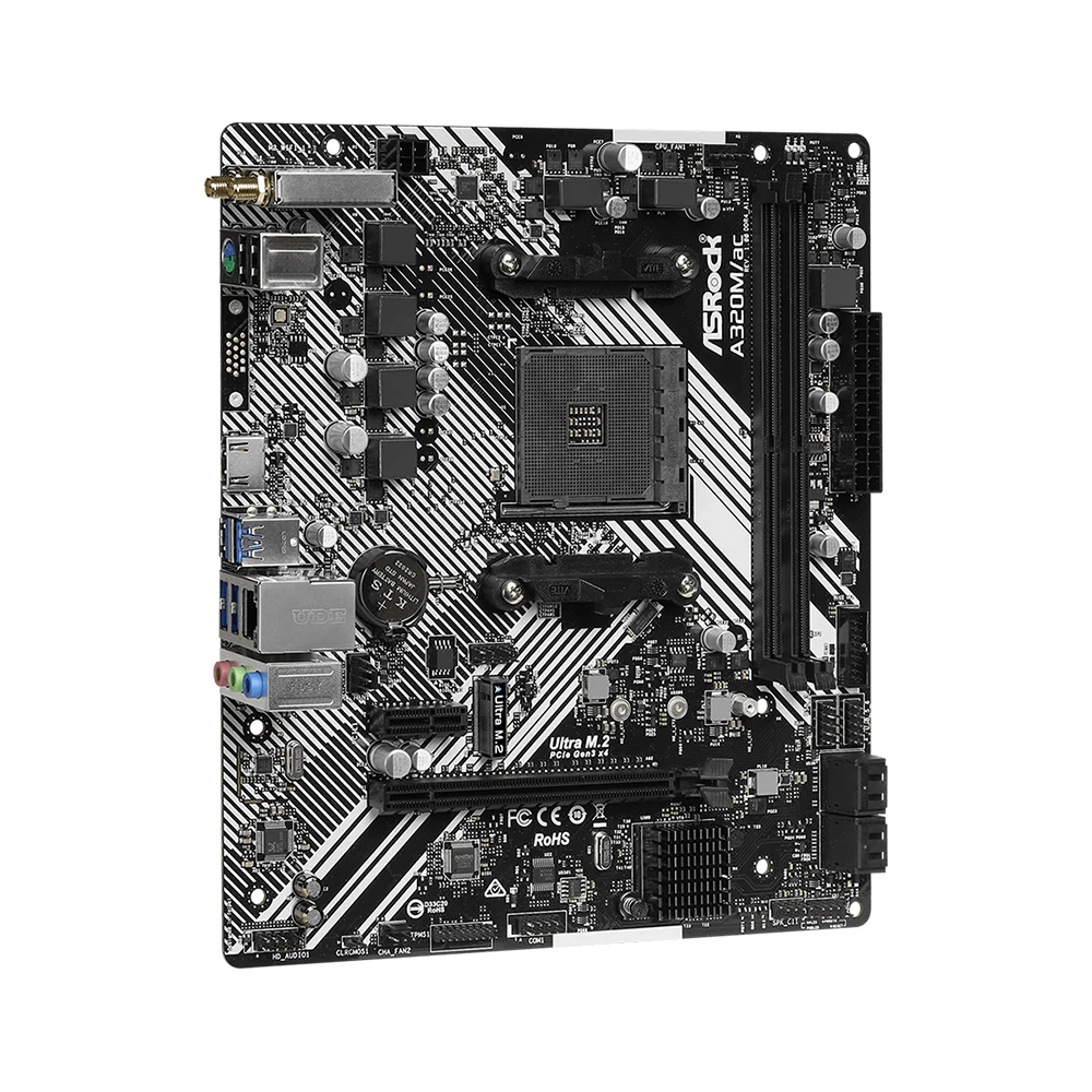 Imagem -05 - Placa-mãe Asrock-a320m ac Suporta Amd Ryzen 5600 Ryzen 5700x3d Ddr4 3200 Mais oc Interface Nvme M.2 Pcie 3.0 Am4