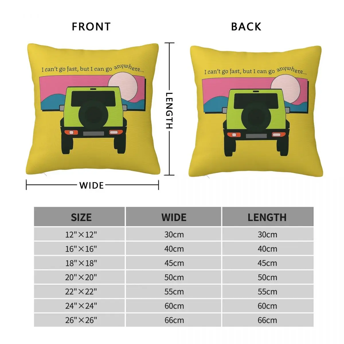 Can't Go Fast Can Go Anywhere Square Pillowcase Polyester Linen Velvet Printed Zip Decor Pillow Case Sofa Cushion Cover 45x45