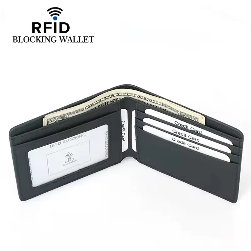Men Slim RFID Leather Card Holder Driver License ID Case Wallet Anti-theft Cash Organizer Carbon Fiber Lightweight