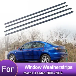 4PCS Car Outer Windows Rubber Weatherstrip For Mazda 3 Sedan 2004-2009 Waterproof Pressure Strip Sealing Strip Car Accessories