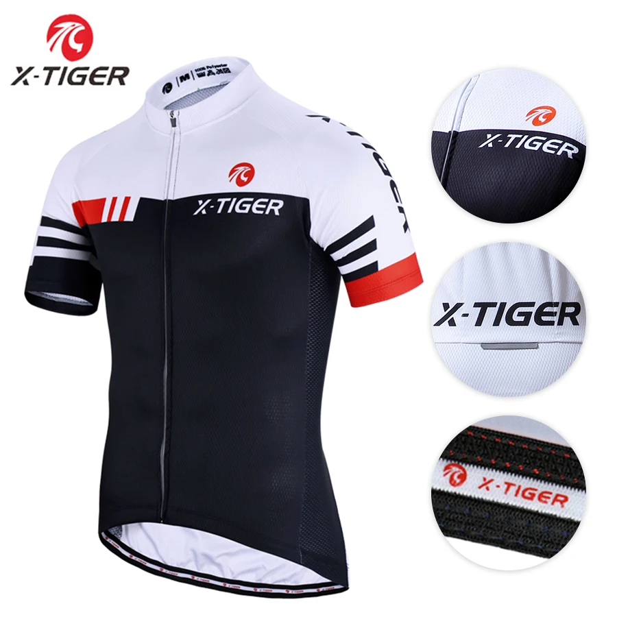 X-TIGER Men Pro Cycling jersey Short Sleeve Mountain Road Bike Clothing Breathable MTB Maillott  Racing Bike Clothes Jerseys