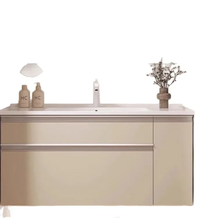 Japanese-style storage bathroom cabinet, rock slab combination drawer, pull basket, wash ceramic bathroom