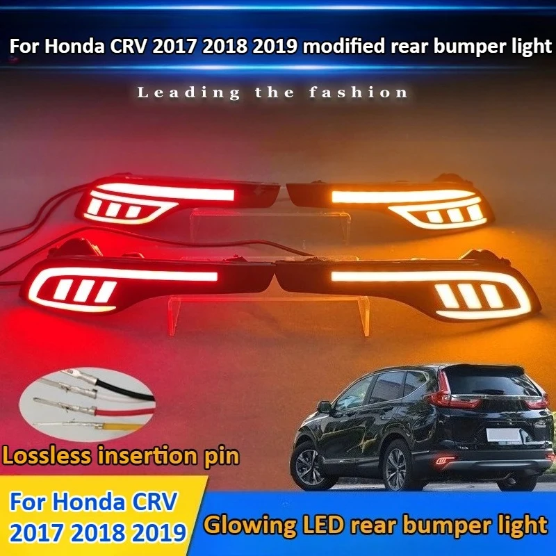 

Для Honda CRV 2017 2018 2019, модификация отражателя заднего бампера, светодиодный плавный указатель поворота, стоп-сигнал