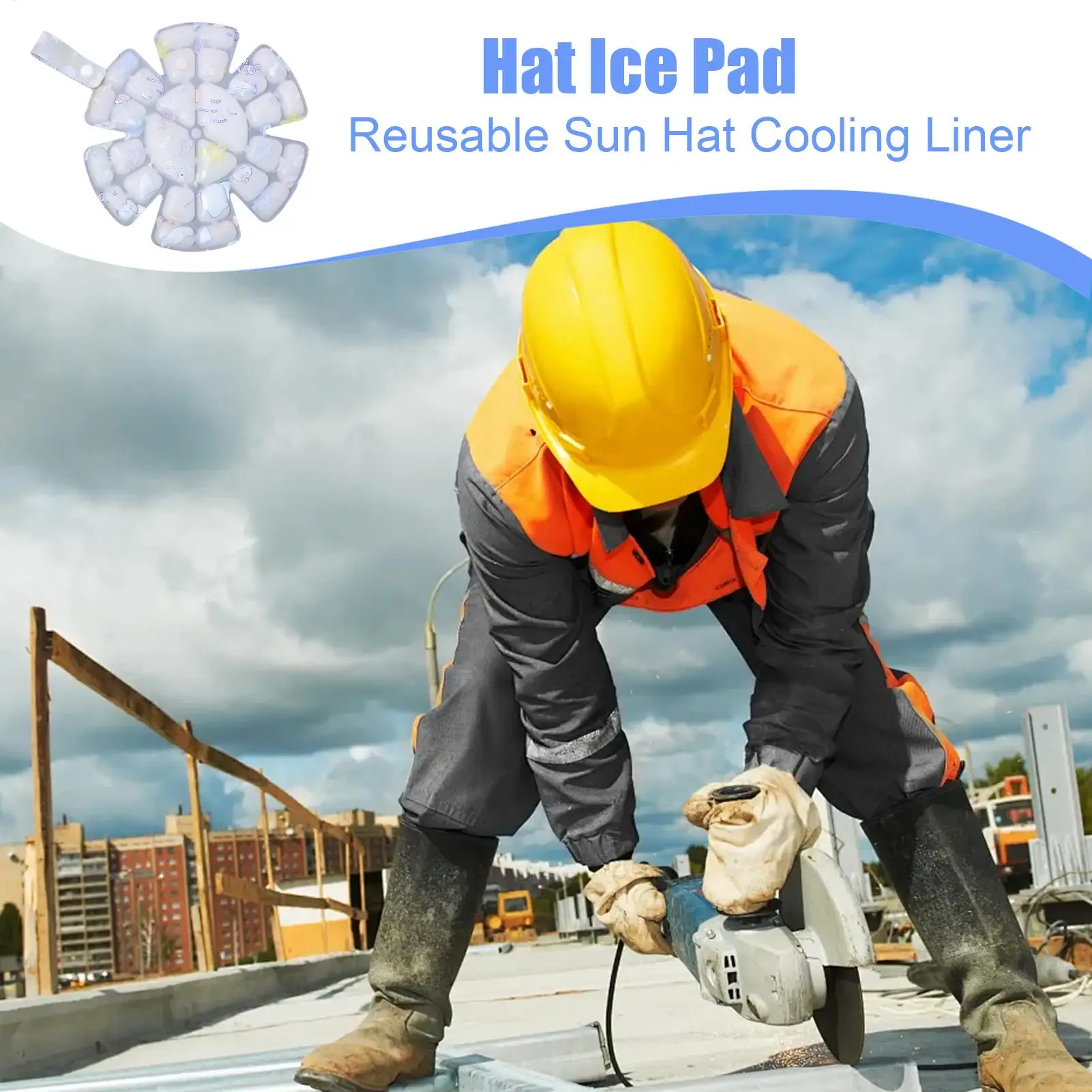 

PCM Ice Hat Cold Pack For Head Heat Strokes Prevention Cooling Hat With Ties Durable Coolness Reusable For Sun Hat Cycling