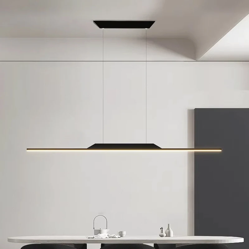 Italian Minimal Modern Led Pendant Lamp Studio One Word Long Lights for Restaurant Bar Lighting Design Hanging Light