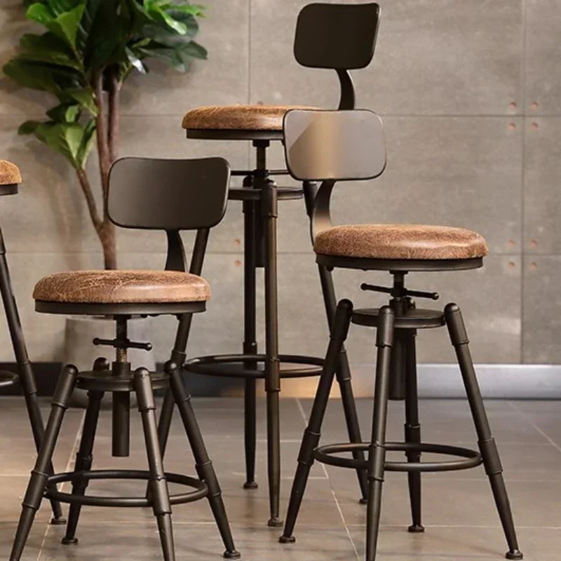 Tabouret de Bar Rotatif Moderne en Bois Massif Rétro, Chaises de Salle à Manger, Réception de Barbier, Mobilier de Bar Alto