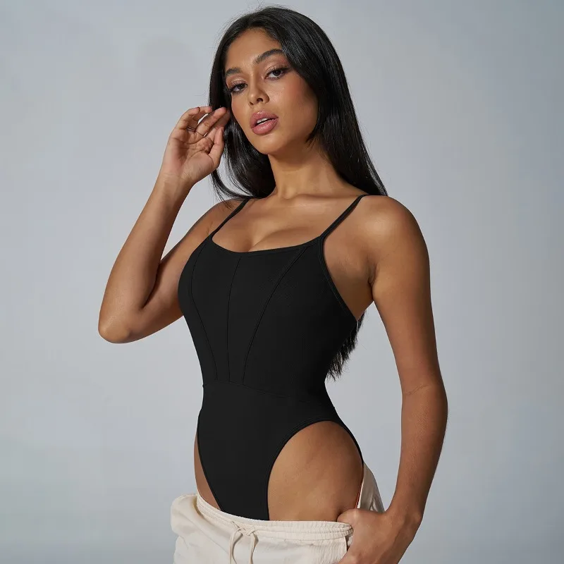 

Women's Seamless Adjustable Shoulder Strap Bodysuit Yoga Jumpsuit Outdoor Training Wear Sports One Piece Gym Workout Fitness Set