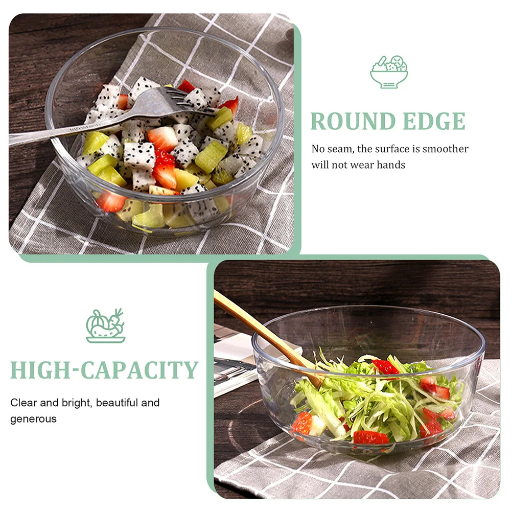 

Fruit Clear Salad Bowl with Lid Bowls Large Household Glass Dessert Serving Food Storage