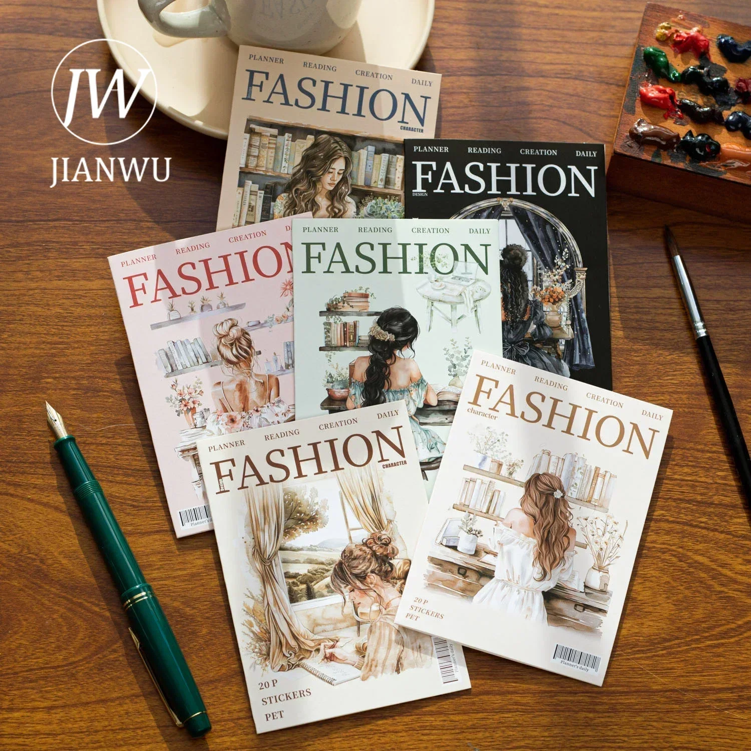 JIANWU Planner's Daily Series Vintage Character Landscaping Material Collage PET Sticker Creative DIY Journal Stationery