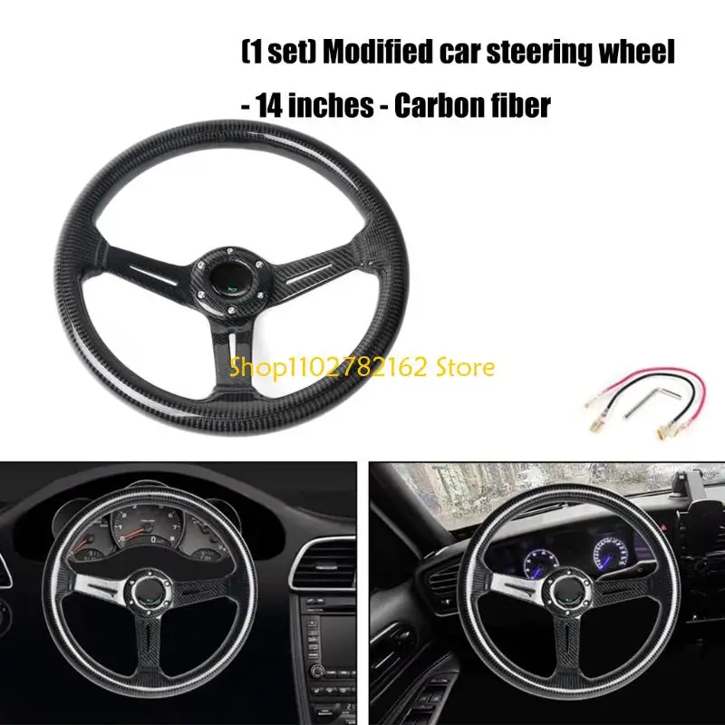 

547B Universal Carbon Fiber Steering Wheel 14Inch Heat Resistant Stylish Racing