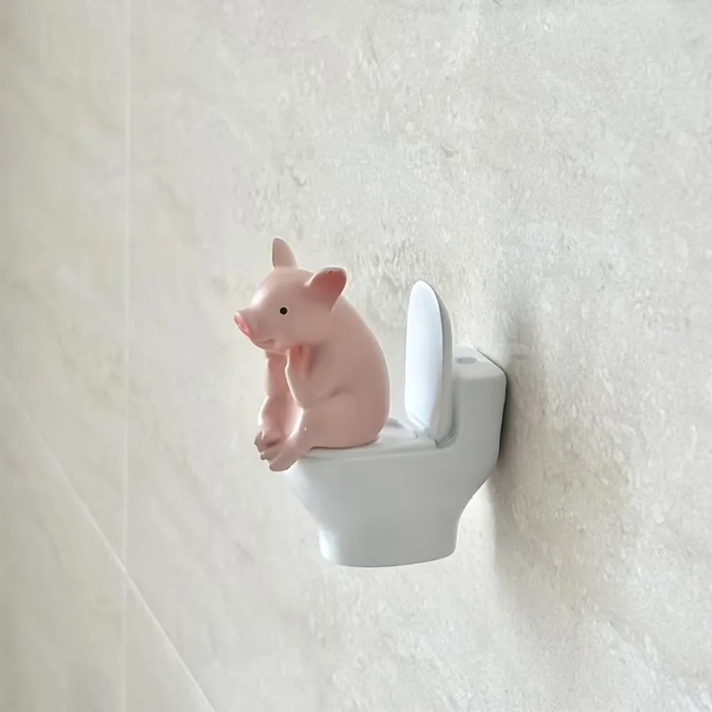 Funny Capybara Frog Pig Sitting on Toilet Mini Resin Figurine Cute Animal Desktop Ornament Creative Home Bathroom Decor Gifts