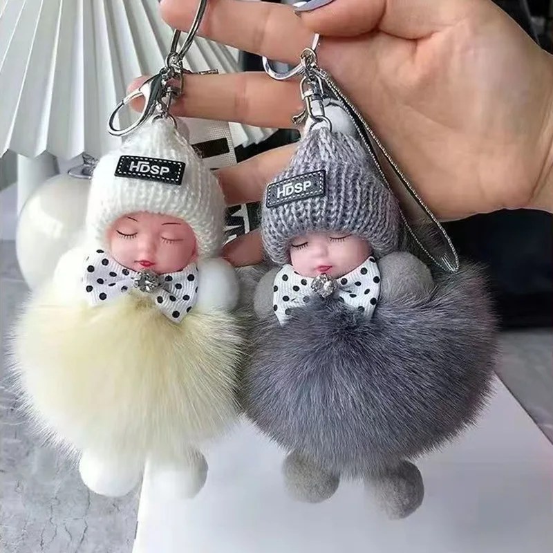 لطيف رقيق أفخم نعسان دمية المفاتيح للنساء الفتيات حقيبة سيارة مفتاح سلسلة Kawaii حلقة رئيسية على حقيبة سيارة حلية قلادة هدية