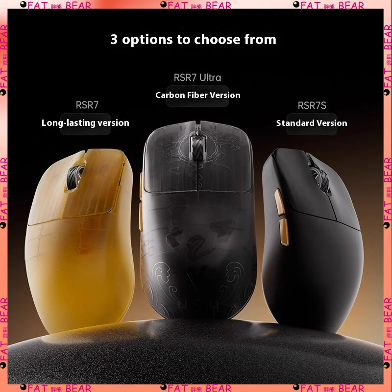 

James Donkey RSR7 Wireless Bluetooth PAW3395 Carbon Fiber/3980 Gaming Mouse 8k Carbon Fiber Lightweight 43g Ergonomic Mouse Gift