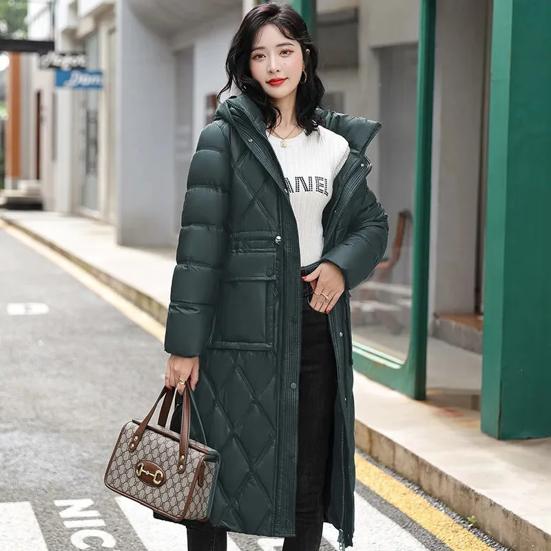 Long Parkas for Women Jacket 2023 New Winter Fashion Down Puffer Jacket Vintage Loose Casual Thicken Warm Hooded Coats Outerwear